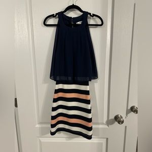 Open back short halter dress